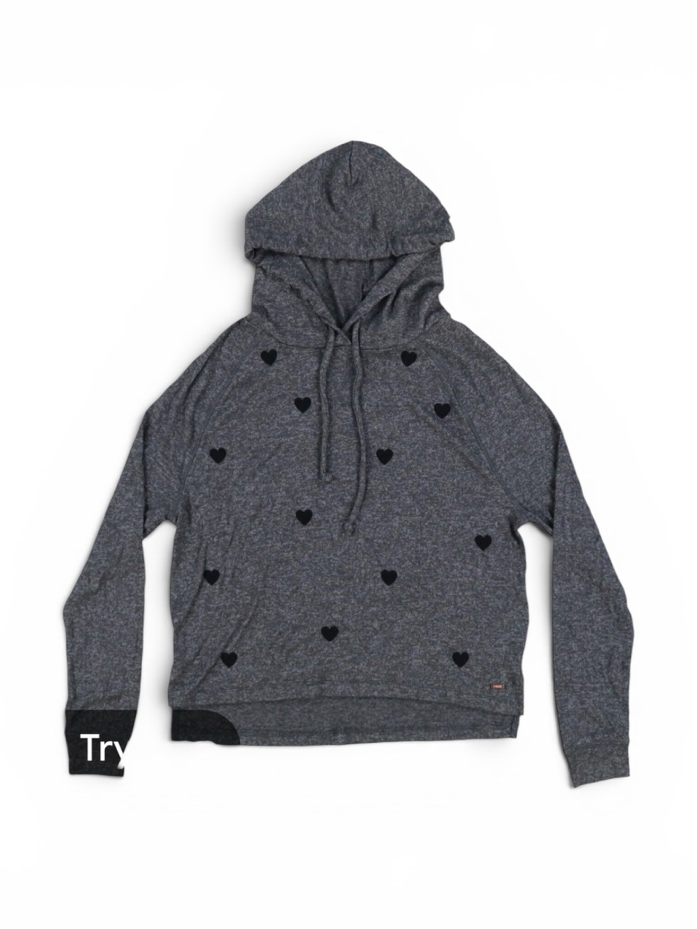 Pink Gray Heart-Print Hoodie Sweatshirt